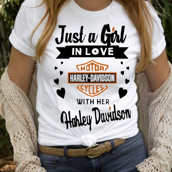 Just A Girl in Love with Her HARLEY DAVIDSON TEE's - Picture 2 of 3